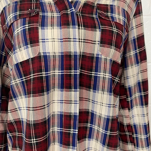 Collective Concepts Button Down Dark Red White Blue Plaid Shirt - Picture 3 of 11